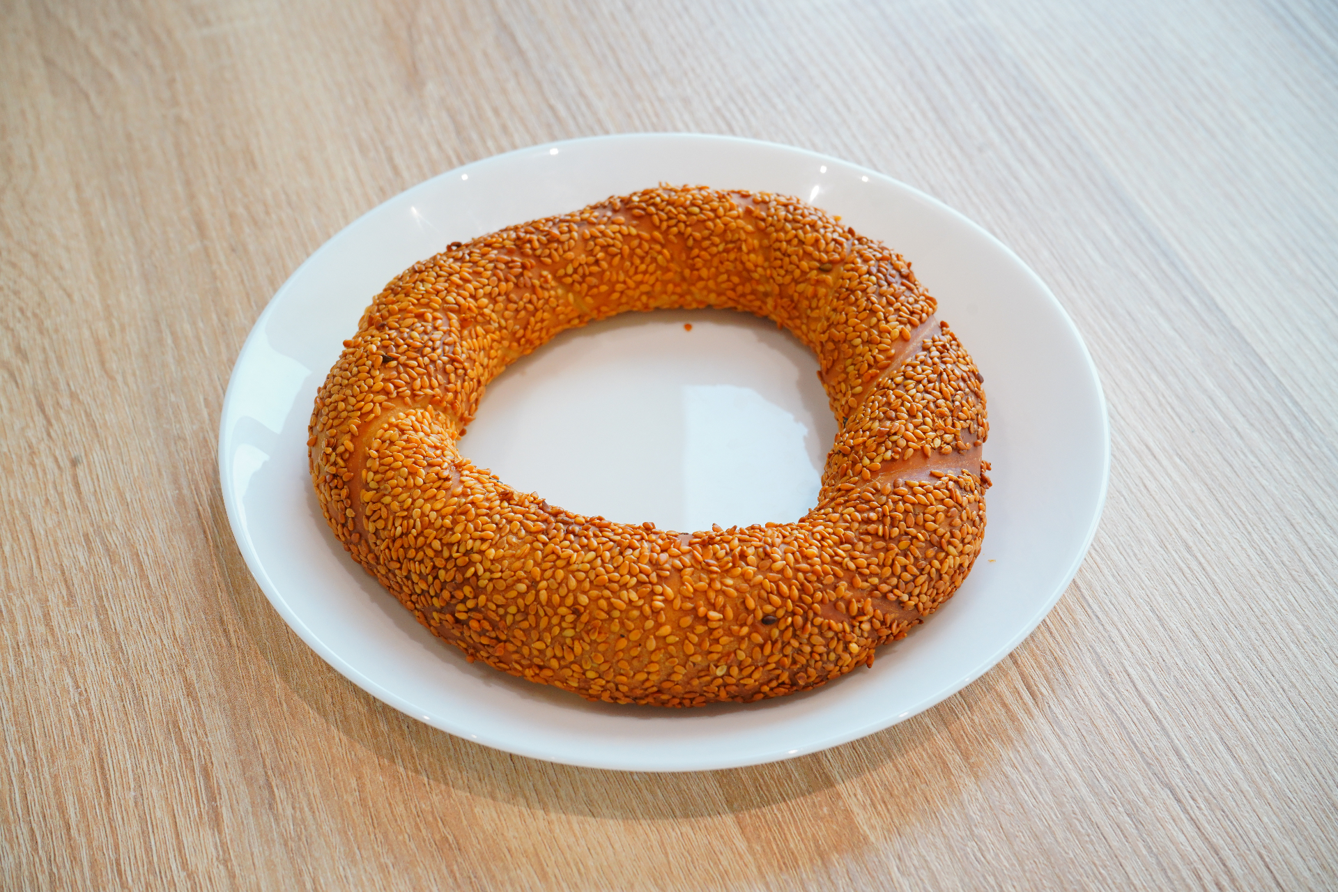 Fresh simit bread covered in sesame seeds